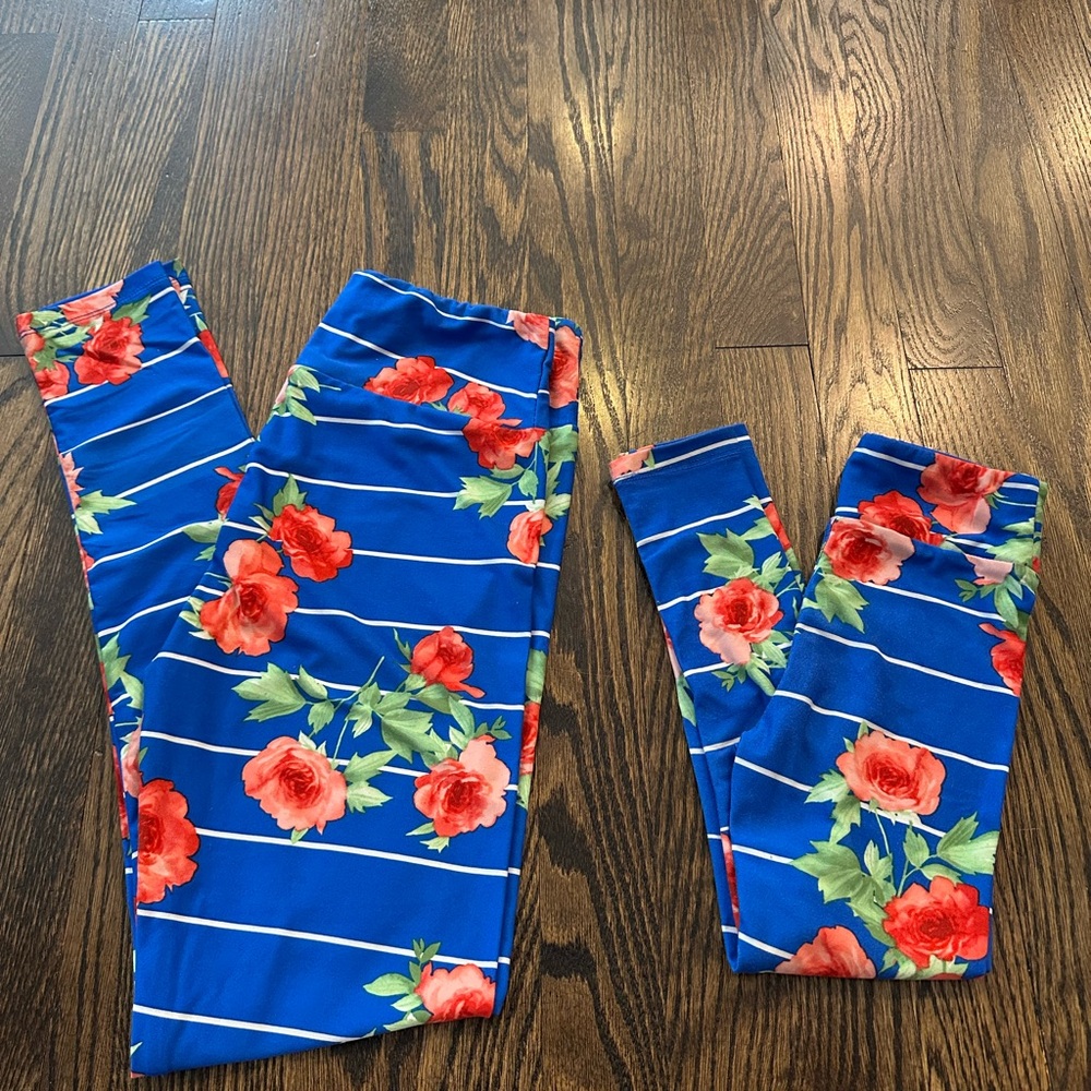 LuLaRoe Mommy & Me Leggings Set Striped Floral